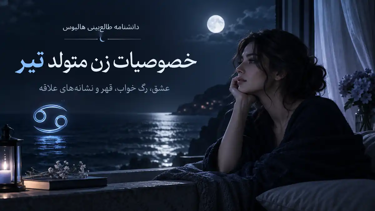 کاور هالیوس از زن متولد تیر با فضای مهتابی و دریایی و مضمون عشق، قهر و نشانههای علاقه.